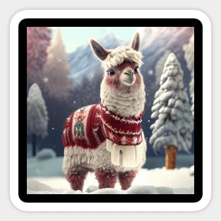 Cute Christmas Llama Sticker